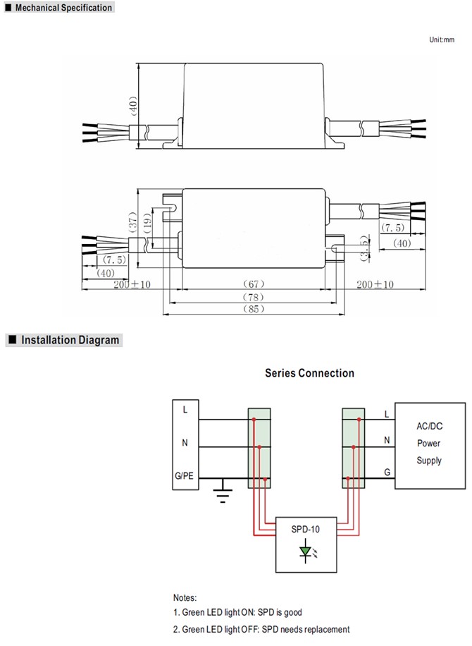 Meanwell SPD-10-320S price and datasheet 10kA High Performance Surge Protection Device IP67 Design 5a YCICT