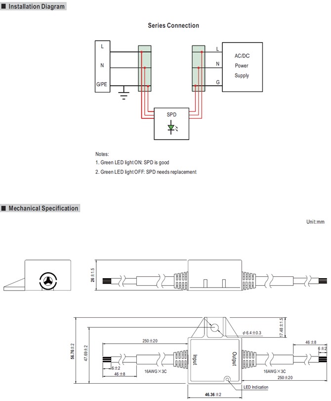 Meanwell SPD-10S-277S price and specs 10kA Surge Protection Device thermally protected IP66 design YCICT