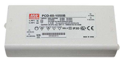 Meanwell PCD-60-1050B price and specs 60W AC Single Output PCD-60-500B/700B/1050B/1400B/1750B/2000B/2400B with PFC YCICT