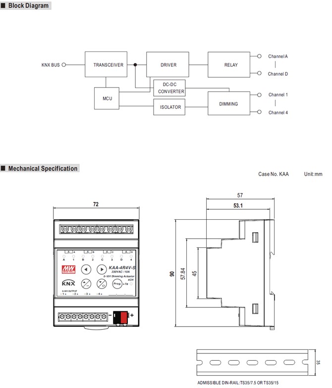 KAA-4R4V-S price and specs KNX LED actuator KAA-4R4V-10S programable via ETS software Support KNX Data Secure YCICT