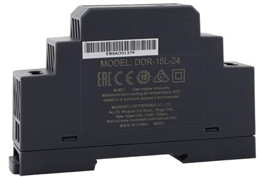 Meanwell DDR-15L-24 price and specs 15W DIN Rail Type DC-DC Converter 24V 0.63A 15W 100mVp-p width 17.5mm (1SU) YCICT