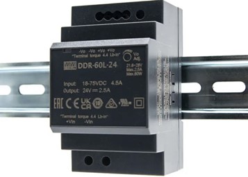 Meanwell DDR-60L price and datasheet 60W DIN Rail Type DC-DC Converter width 52.5mm (3SU) 4:1 wide input range YCICT