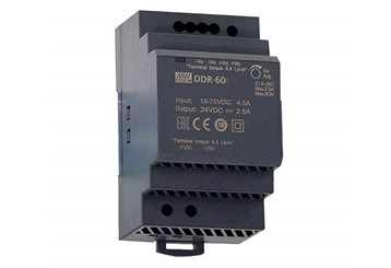 Meanwell DDR-60G-24 price and specs DIN Rail DC-DC Converter width 52.5mm 3su 4:1 input range 60w 24v 100mVp-p YCICT