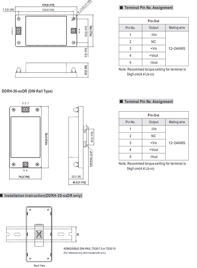 Meanwell DDRH-30-12DR price and datasheet 30W 12V 150~1500Vdc input DC-DC Converter DDRH-30-12/15/24/48 P ST DR YCICT