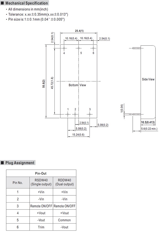 RSDW40G Meanwell Power Supply 40W Railway DC-DC Converter RSDW40G-03 RSDW40G-05 RSDW40G-12 RSDW40G-15 RSDW40 YCICT