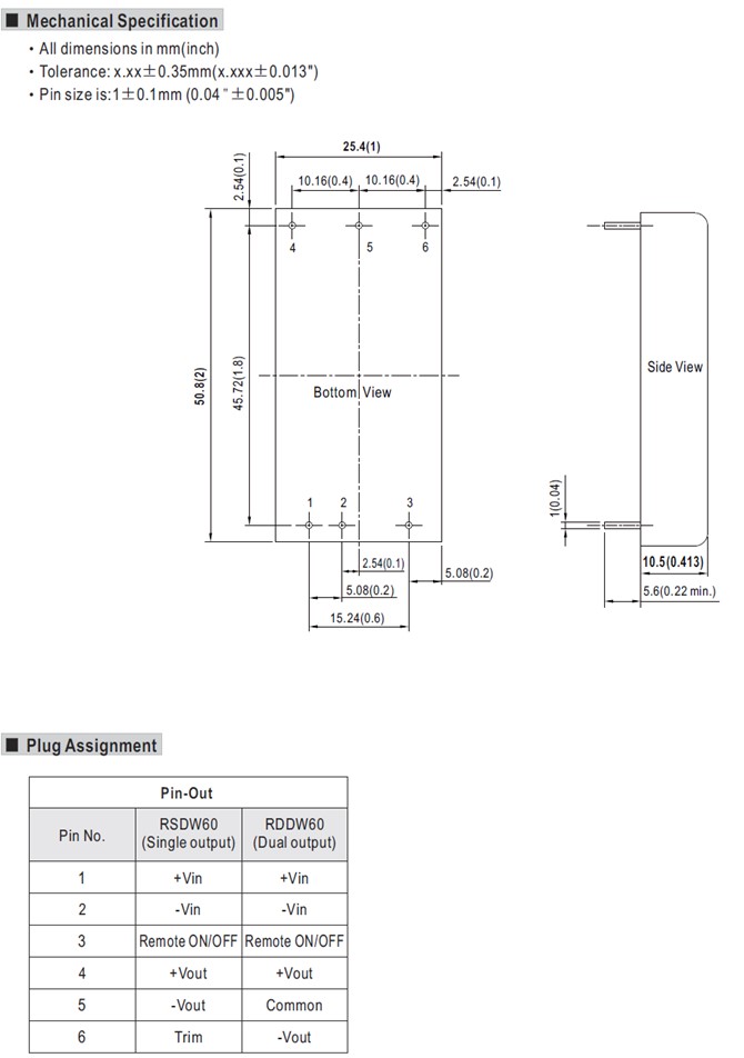 RSDW60F-15 Meanwell Power Supply 60W 15V DC-DC Converter RSDW60F RSDW60F-03 RSDW60F-05 RSDW60F-12 RSDW60F-24 YCICT