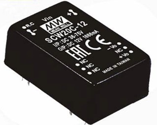 SCW20A-05 Meanwell Power Supply 20W DIP DC-DC Regulated Converter SCW20A SCW20A-12 SCW20A-15 2:1 wide input range YCICT