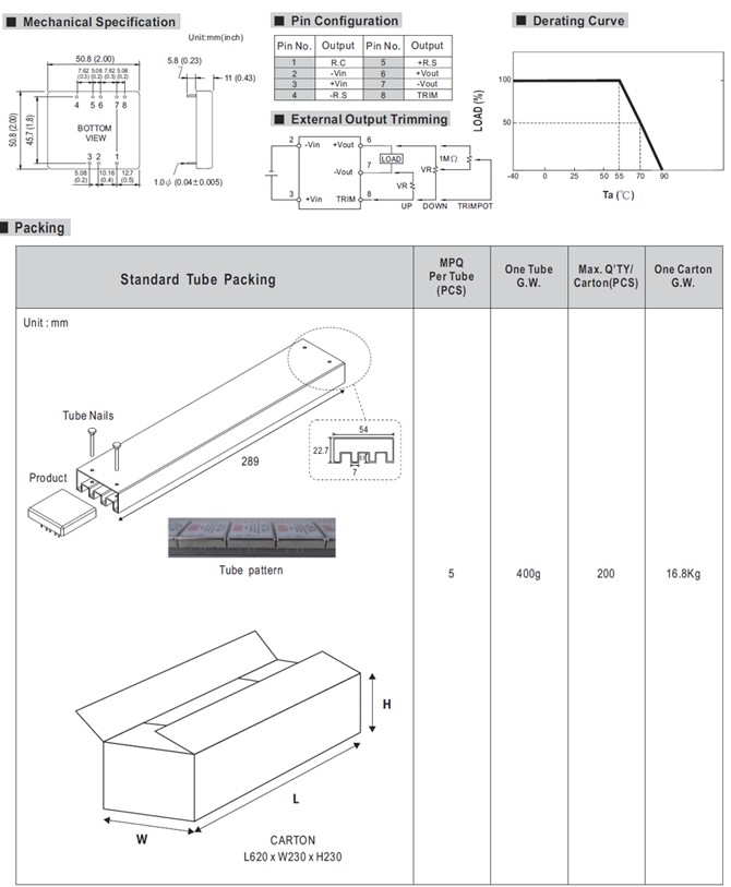 SKA60-15 Meanwell Power Supply 60W 15V DC-DC Regulated Single Output Converter SKA60A-15 SKA60B-15 SKA60C-15 SKA60 YCICT