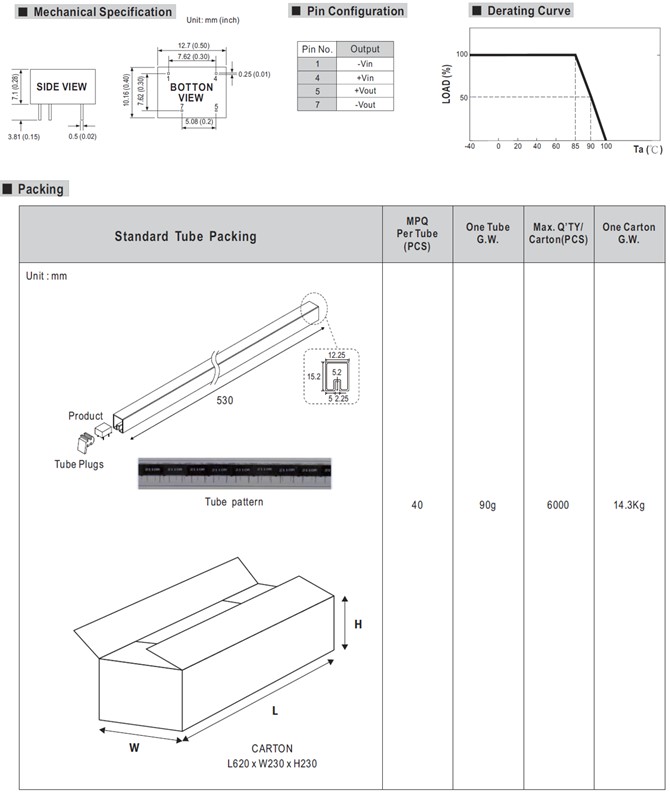 SMA01-05 Meanwell Power Supply 1W DC-DC Unregulated Single Output Converter SMA01L-05 SMA01M-05 SMA01N-05 SMA01 YCICT