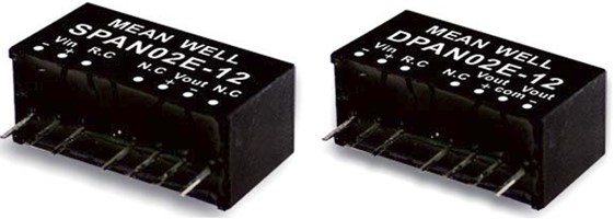 SPAN02A Meanwell 2W DC-DC Converter SIP8 SPAN02A-03 SPAN02A-05 SPAN02A-12 SPAN02A-15 DPAN02A 2:1 input range YCICT