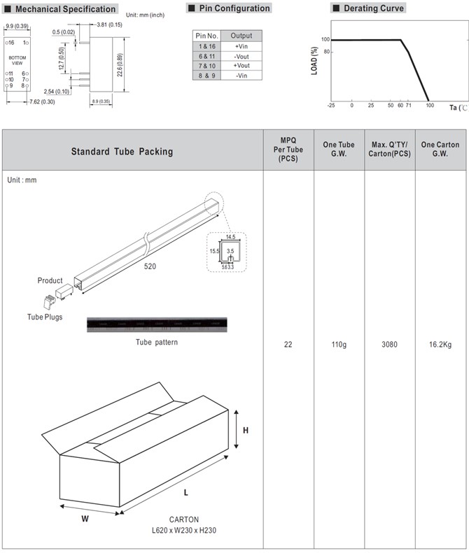 SUS01M-09 Meanwell Power Supply DC-DC Single Output Converter SUS01-09 SUS01L-09 SUS01N-09 SUS01O-09 DIP Package YCICT