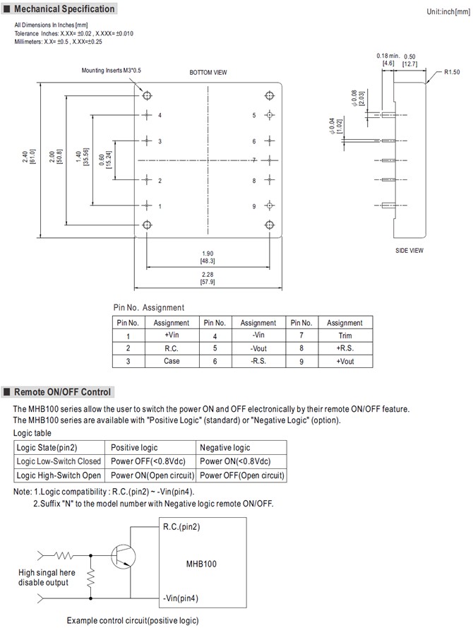 MHB100-24S Meanwell Power Supply 100W DC-DC half brick Regulated Converter MHB100-24S05 MHB100-24S12 MHB100-24S24 YCICT