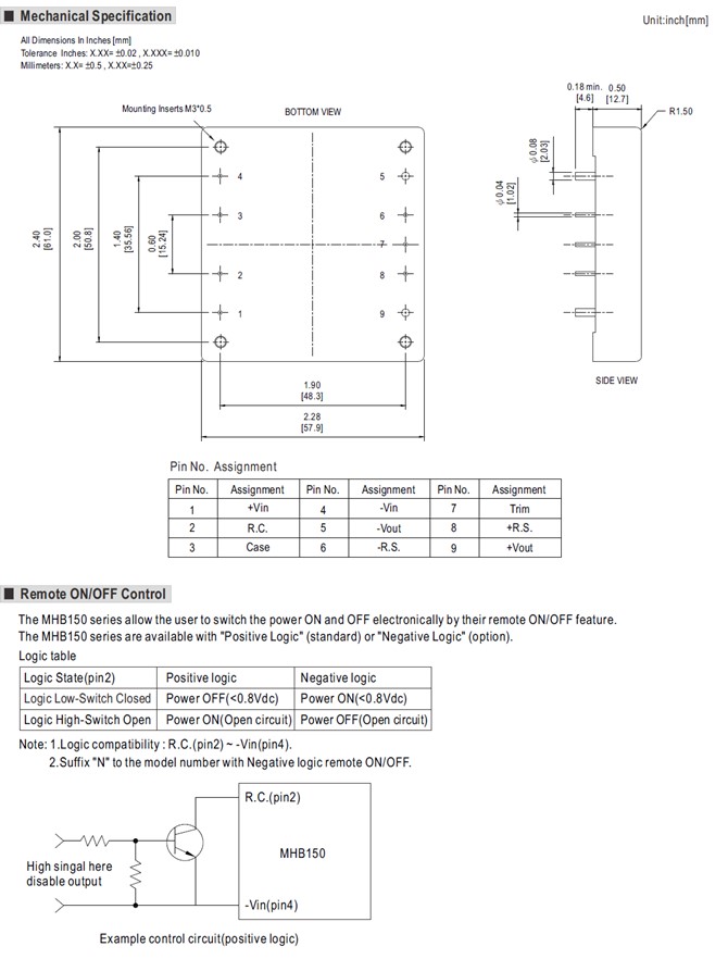 MHB150-48S Meanwell Power Supply 150W DC-DC Regulated Half-Brick Converter MHB150-48S05 MHB150-48S12 MHB150-48S24 YCICT