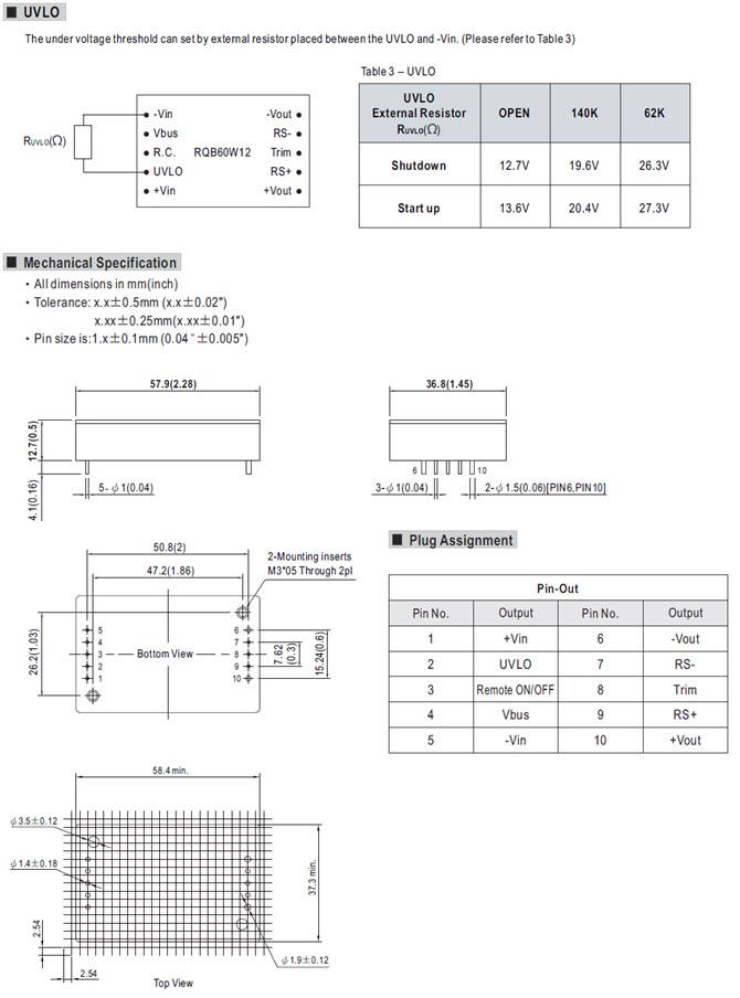 RQB60W12 Meanwell Power Supply 60W Quarter Brick Railway Converter 110S05 110S12 110S24 110S48 110S54 RQB60W12 YCICT