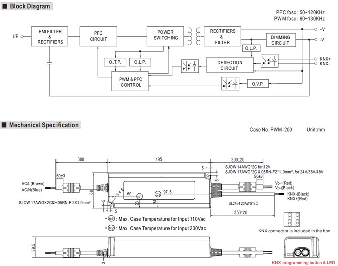 Meanwell PWM-200-KN price and datasheet 200W PWM Output KNX LED Driver PWM-200-12 PWM-200-24 PWM-200-36 PWM-200-48 YCICT